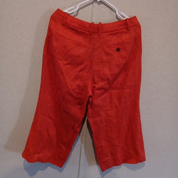 J.Crew Womens Size 8 Gazebo Wide Leg Crop High Rise Linen Pants Orange - Picture 4 of 4